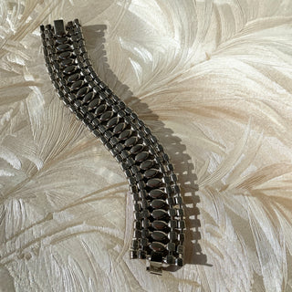Wide Clear and Black Rhinestone Bracelet