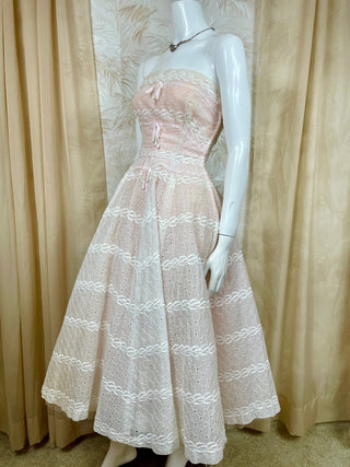 1950's Eyelet Organza Dress with Bows