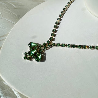 Juicy Green Rhinestone Necklace and Earrings Set