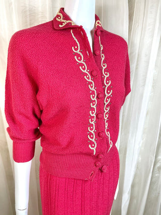 1950's Gem Trim Knit Sweater Set
