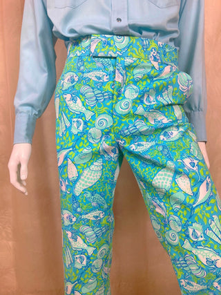 Beautiful Bright Blue & Green Fish Trousers