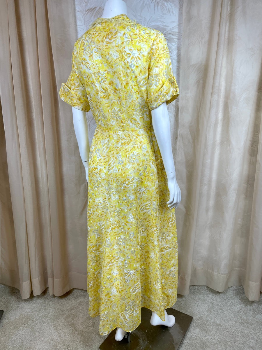 1940's Fancy Breakfast Robe Golden Pearl Vintage