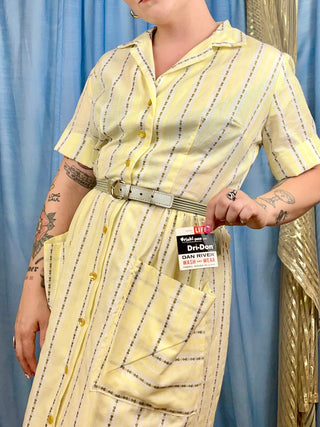 1950's Floral Stripe Shirt Dress