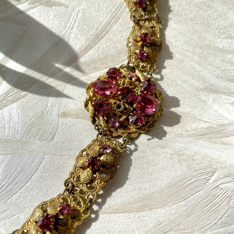 Fancy Victorian Pink Gem Bracelet