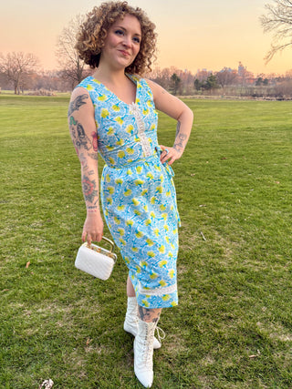 1960's Lilly Pulitzer Dandelion Lace Trim Dress