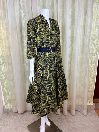 1950's Gritty Neon Shirtwaist Dress