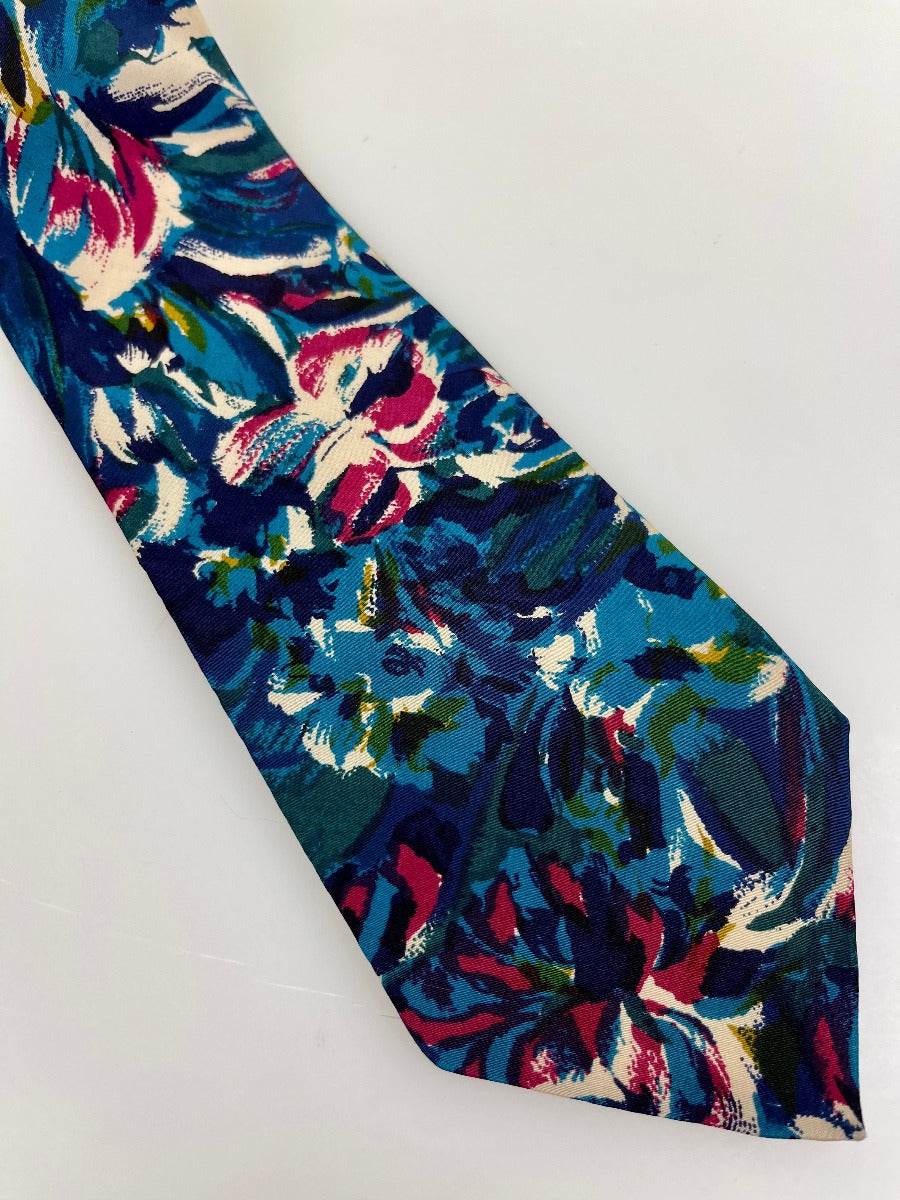 1980's Oleg Cassini Floral Abstract Tie