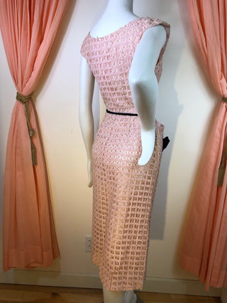 1950's Woven Cocktail Dress with Roses