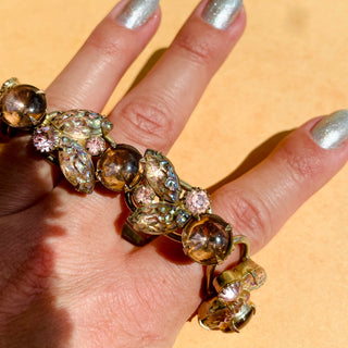Pink Julian Cabochon + Carved Gem Bracelet