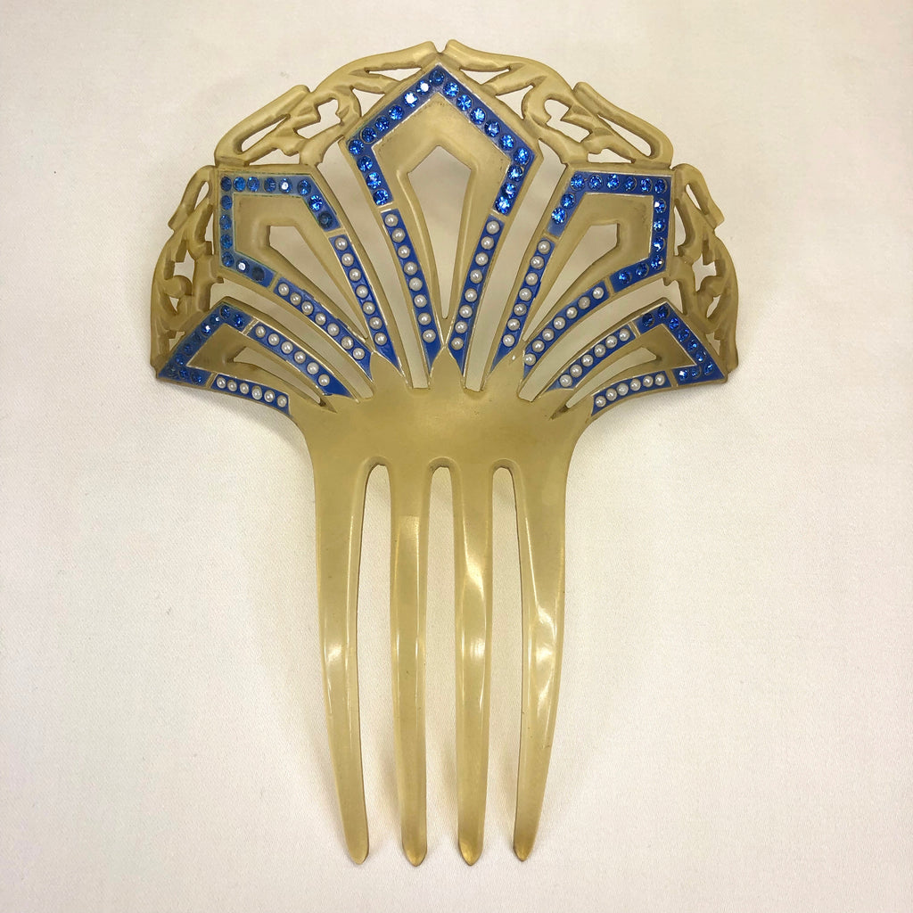 Deco Celluloid Mantilla Comb – The Golden Pearl Vintage display picture 3