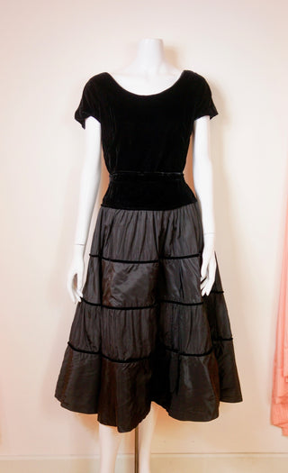 1950's Tiered Velvet Cocktail Dress