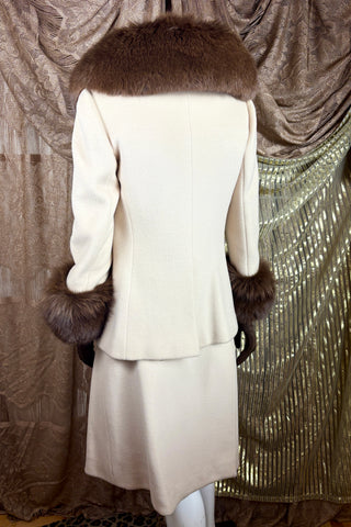 1960's Elizabeth Arden Fox Trim Suit