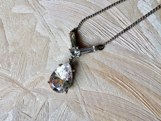 Sterling Teardrop Rhinestone Necklace