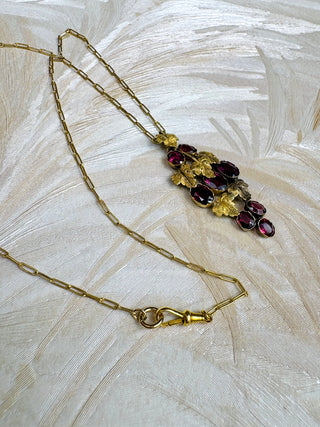 1920's Gold Filled Crystal Grape Cluster Necklace