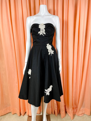 1950’s Strapless Formal Dress with Appliqué