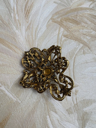 Baroque Ornate Brooch with Cabochon