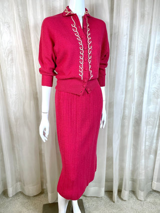 1950's Gem Trim Knit Sweater Set