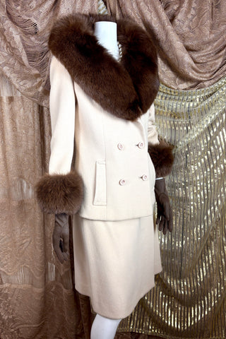 1960's Elizabeth Arden Fox Trim Suit