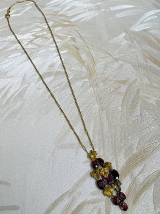1920's Gold Filled Crystal Grape Cluster Necklace