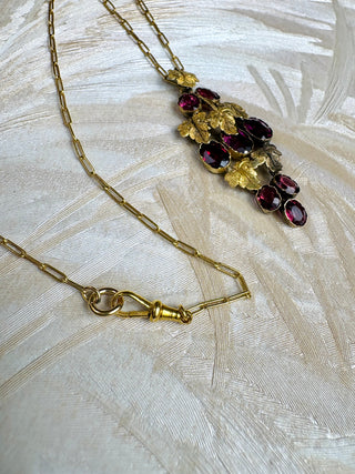 1920's Gold Filled Crystal Grape Cluster Necklace
