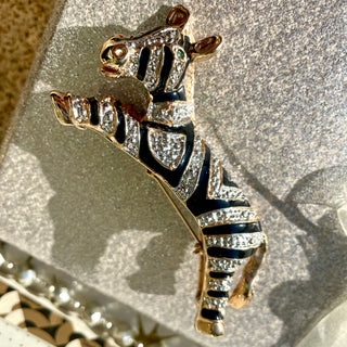 Joanna Buchanan Enamel Jeweled Zebra Brooch