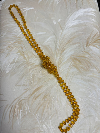 Long Amber Glass Faceted 20's Bead Necklace