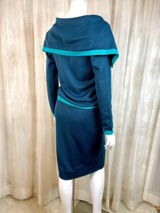 1980's Turquoise Trim Knit Outfit