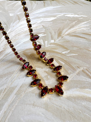 Ruby Rhinestone Marquee Necklace