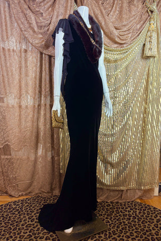 1990's Ralph Lauren One-Shoulder Evening Gown