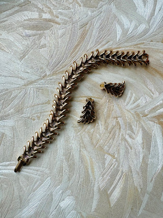 Pale Gold Spine Bracelet & Earring Set