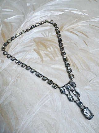 1920's Deco Sterling Cut Crystal Necklace