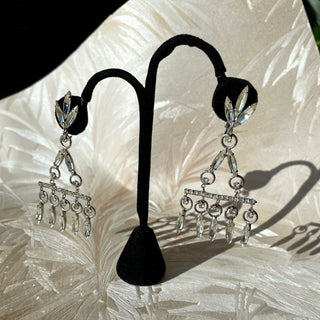 Rhinestone Pyramid Chandelier Earrings