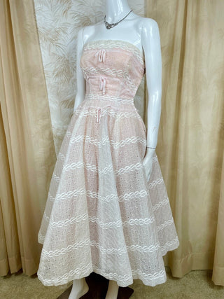 1950's Eyelet Organza Dress with Bows