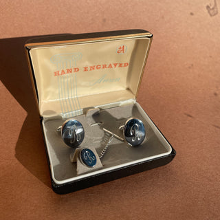 Silver “R” Cufflinks and Tie Tack