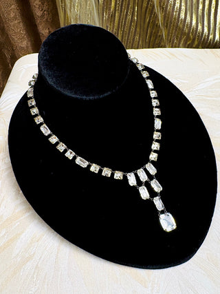 1920's Deco Sterling Cut Crystal Necklace