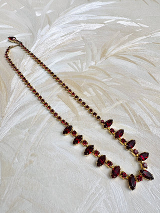 Ruby Rhinestone Marquee Necklace