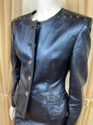 1980's Starry Night Escada Leather Suit