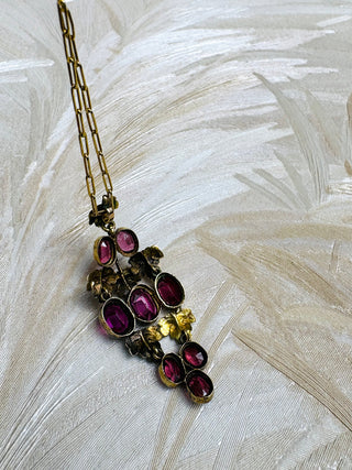 1920's Gold Filled Crystal Grape Cluster Necklace