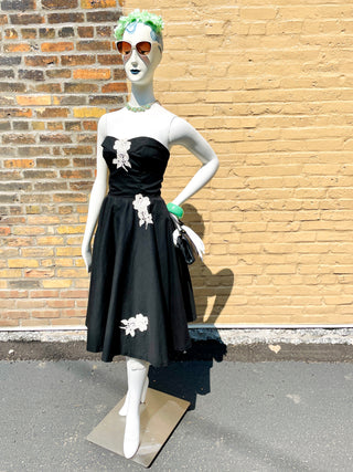 1950’s Strapless Formal Dress with Appliqué