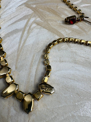 Ruby Rhinestone Marquee Necklace