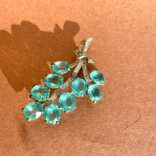 Deco Aqua Gem Nosegay Brooch