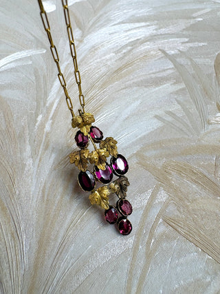 1920's Gold Filled Crystal Grape Cluster Necklace