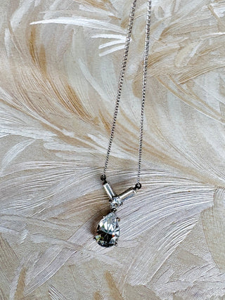 Sterling Teardrop Rhinestone Necklace
