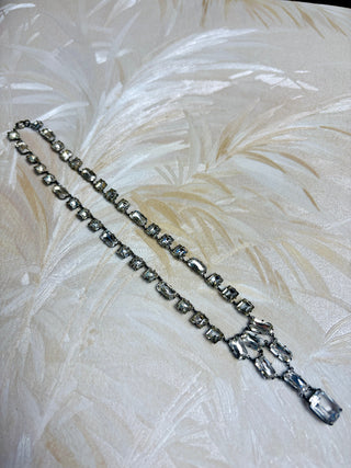 1920's Deco Sterling Cut Crystal Necklace