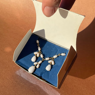 Avon White Cabochon Necklace + Earrings set