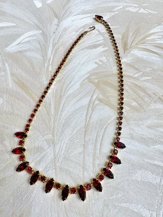 Ruby Rhinestone Marquee Necklace