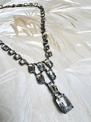 1920's Deco Sterling Cut Crystal Necklace