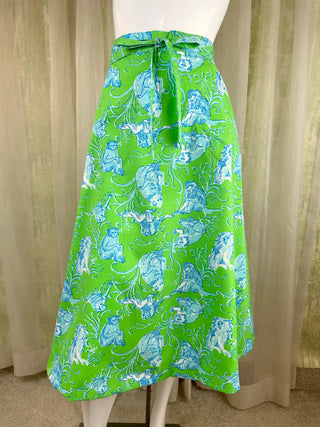 1970's Lilly Pulitzer Macaque Wrap Skirt