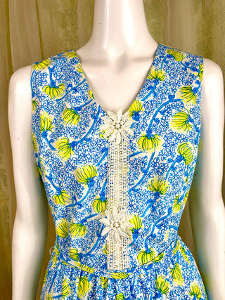 1960's Lilly Pulitzer Dandelion Lace Trim Dress