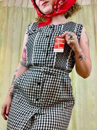1960's Picnic Plaid Shirtdress